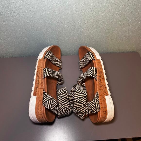 Catherine Malandrino Womens Woven Platform Sandals Black White Size 7.5 - Picture 9 of 10